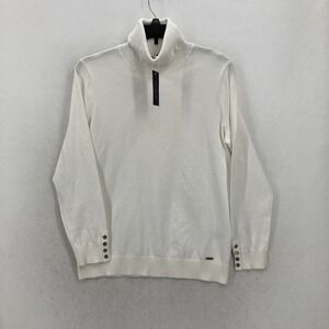 Tommy Hilfiger Sweater Womens XL Ivory Turtleneck‎ Button Cuff Pullover Knit NWT